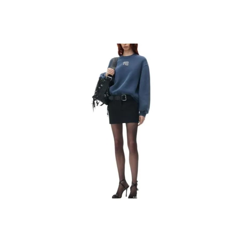 Alexander Wang SS24 Puff Logo Sweatshirt In Terry Sweatshirt Women's Blue-3