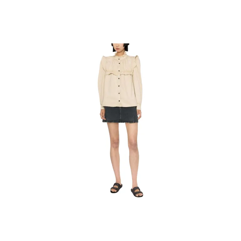 ISABEL MARANT ETOILE Idety Ruffled Denim Shirt-1