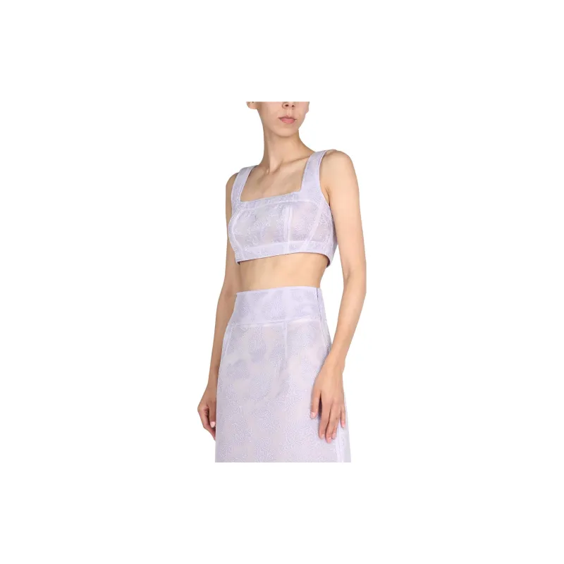 JIL SANDER Paisley Print Sleeveless Cropped Top-3