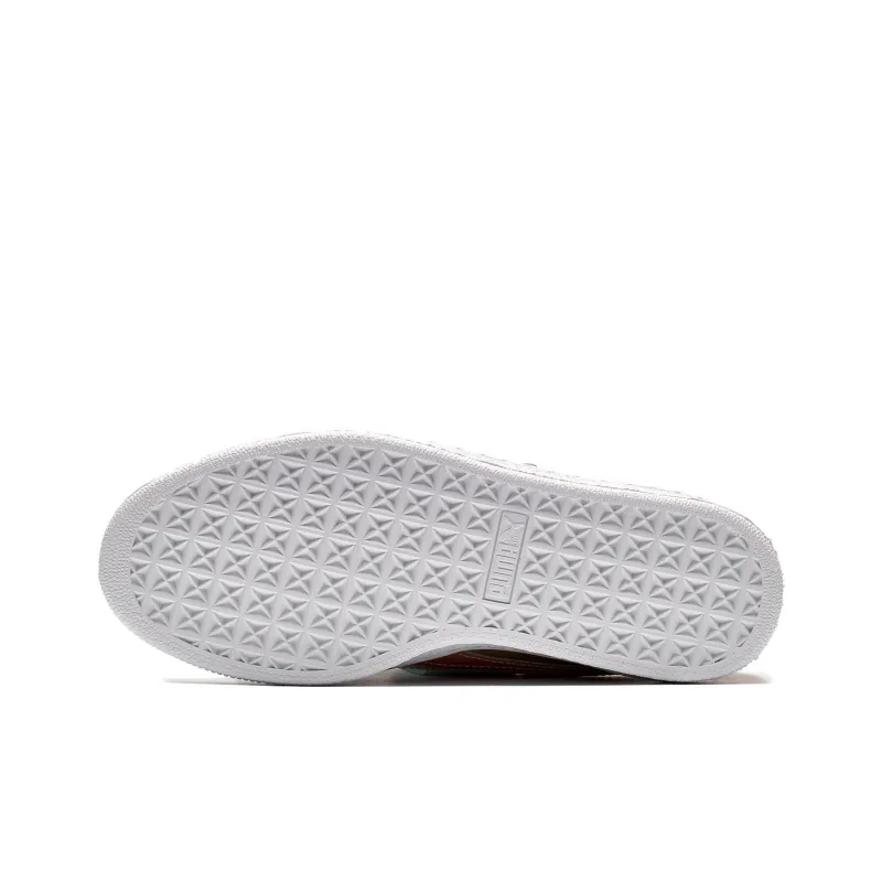 PUMA Basket Anti Slip Wear Resistant Low Top Skateboard Shoes Women's Silver-6