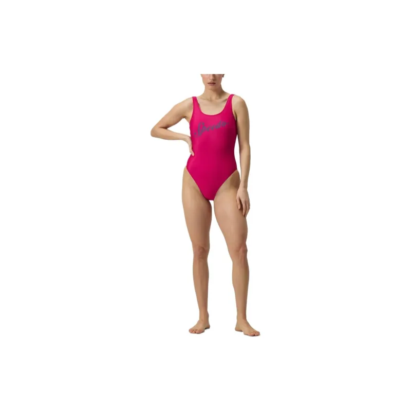 Speedo Women's Logo Deep U Back Swimsuit One-piece Swimsuit Women's Pink/Yellow-2