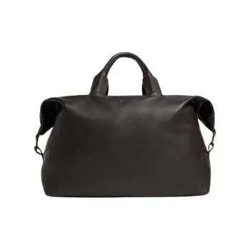 Zegna Calfskin Handbag Unisex Dark Brown