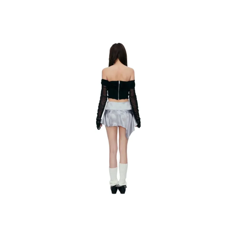 JAC FLEURANT Casual Short Skirts Women's Silver-2