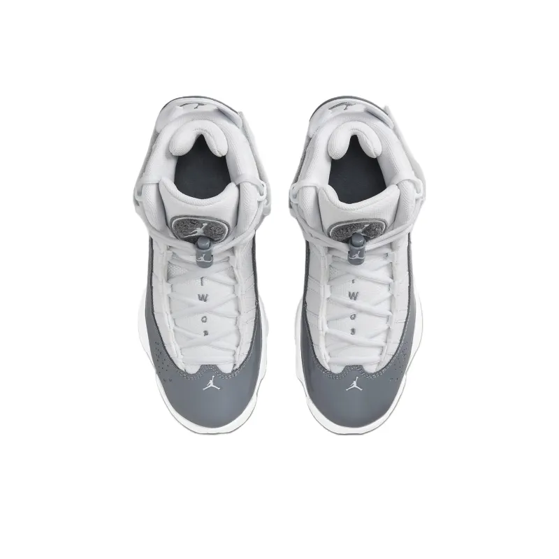Jordan Air Jordan 6 Rings Slip Resistant Anti Kick Cushioning Mid Top Children's Basketball Shoes White Teenagers-3