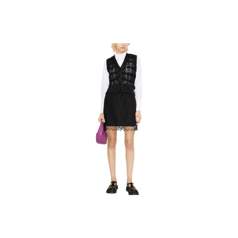 GANNI V Neck Vest 'Black'-2