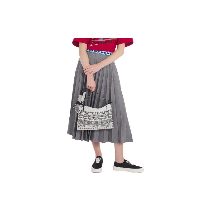 Maison Kitsune x And Wander Casual Long Skirt Women's Gray-3