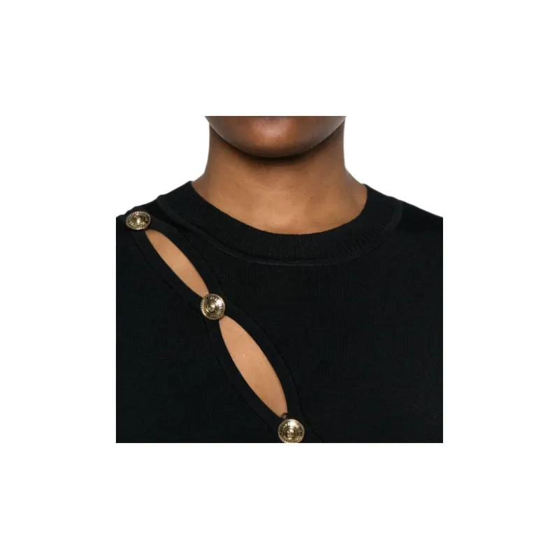 VERSACE JEANS COUTURE Decorative buttons Knitted Midi Dress-4