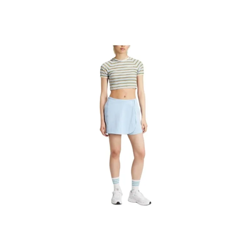 Adidas Originals Logo Printed Striped Cropped T Shirt-1