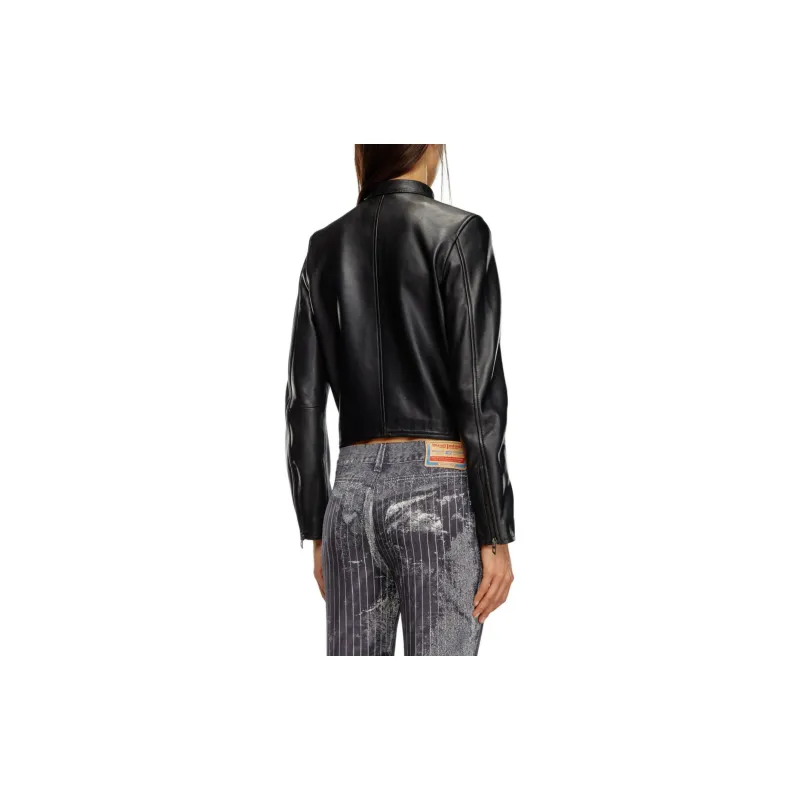 DIESEL L Ayla Zipped Leather Biker Jacket-2