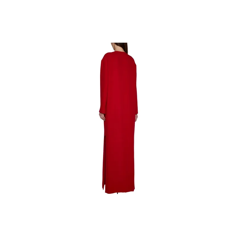 Valentino V Neck Logo Plaque Long Sleeved Dress-2