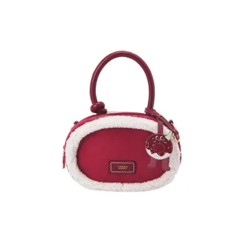 SEM/R Synthetic Leather Shoulder Bag Crossbody Bag Handbags Small Size Women's Red/Ecru/Caramel Brown