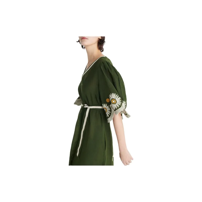 Eres Hortense Floral embroidered Linen Dress-3