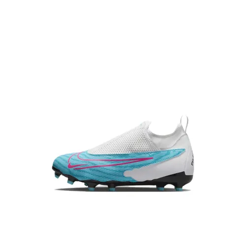 Nike Phantom GX Academy Dynamic Fit MG Slip Resistant Cushioning Mid Top Kids' Soccer Shoes Blue White Kids'
