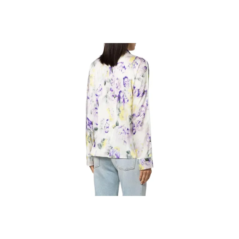 OFF-WHITE Chine Satin Floral-print Shirt-2