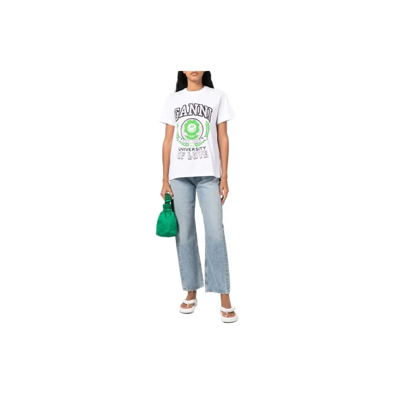 GANNI University Of Love Series T Shirts Women's White-1