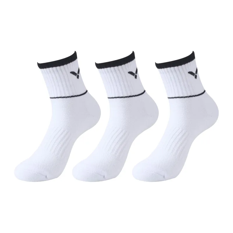 VICTOR Mid Calf Socks Unisex Combo Set White Gray-2