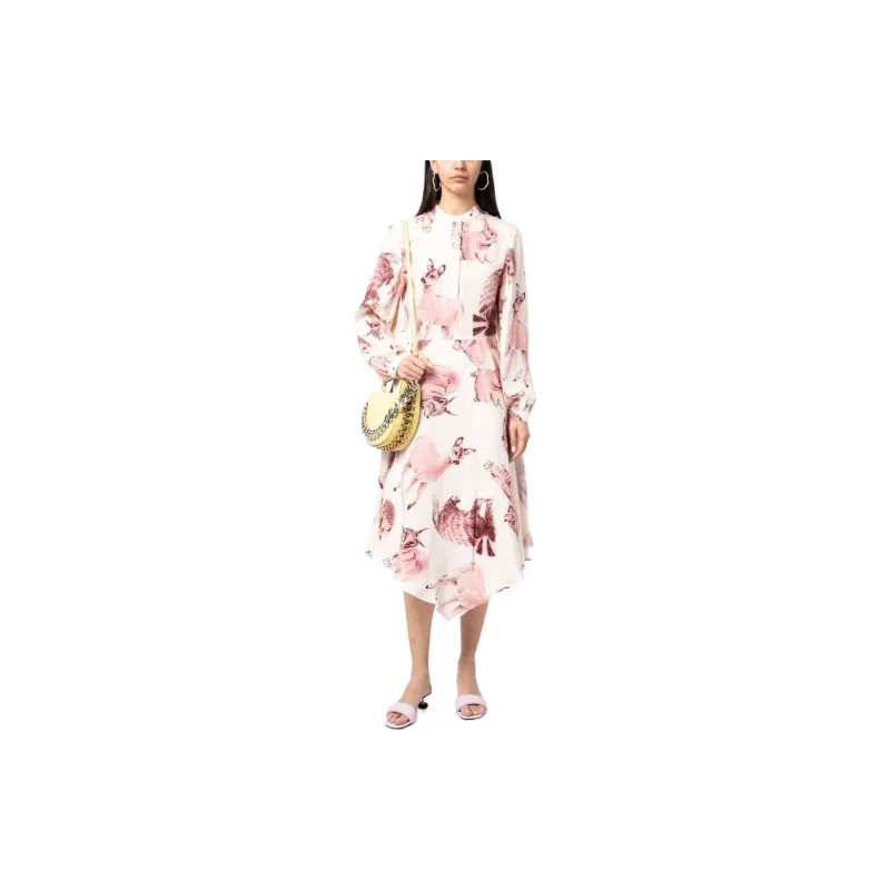 Stella McCartney Fauna print Asymmetric Silk Dress-1