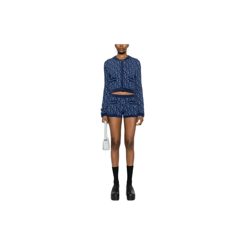 PALM ANGELS Monogram jacquard Knitted Shorts-1