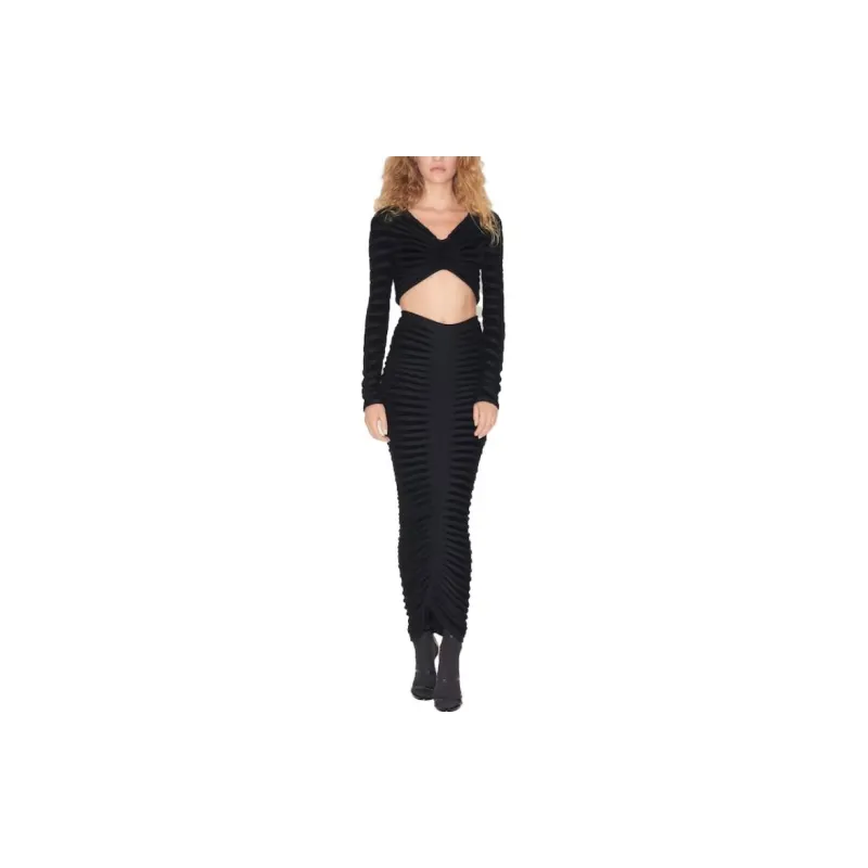 Alaia Off Shoulder Ruched Cropped Velvet Top-2