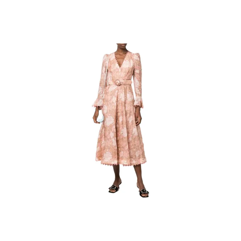 Zimmermann FW22 Long-Sleeved Dresses Women's Coral Pink-2