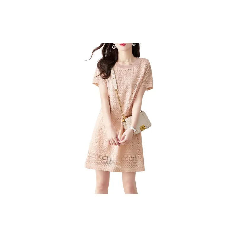 Still Quiet Short Sleeved Dress Women's Pink-2