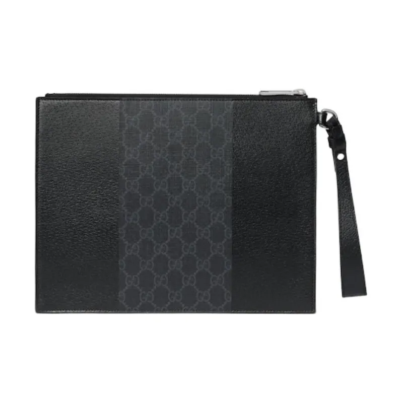 GUCCI Leather Clutch Small Size Men's Black-3