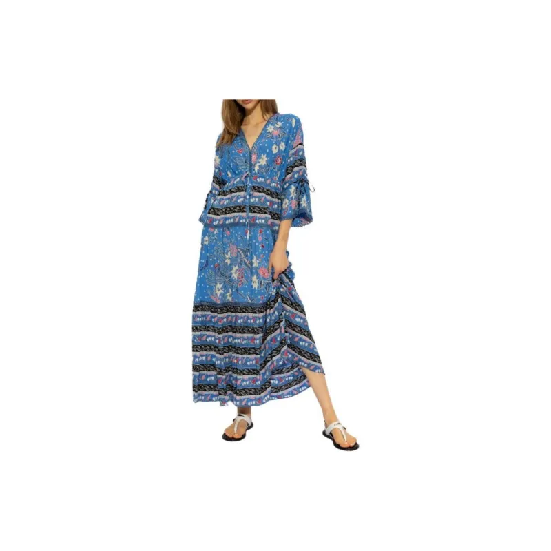 DVF Diane Von Furstenberg Long Sleeved Dress Women's Blue-1