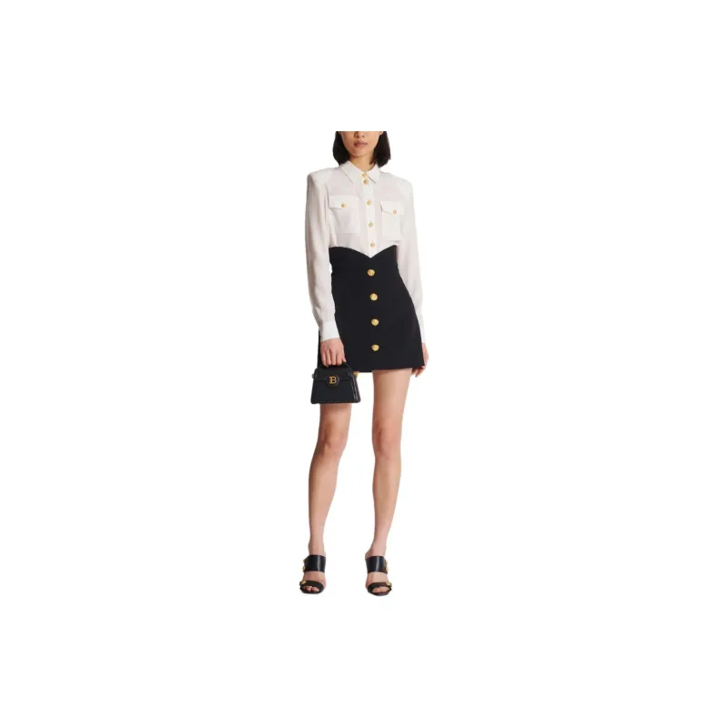 BALMAIN Buttoned Tulip Miniskirt-2