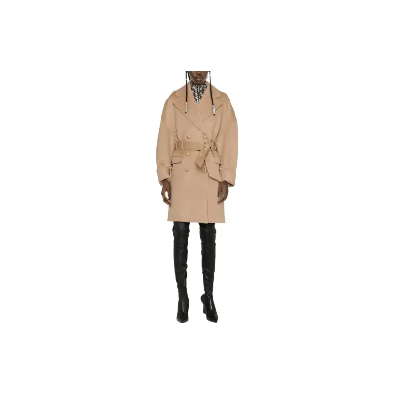 BALMAIN Coats Women's Beige-1