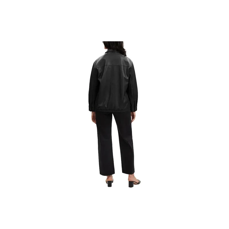 COACH SS24 Leather Jacket Women's Black-2