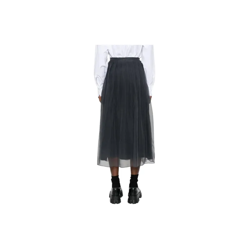 Brunello Cucinelli Organza Plated Midi Skirt-2