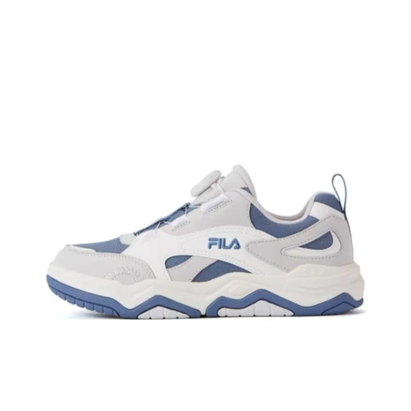 FILA KIDS Knob Buckle Anti Slip Wear Resistant Low Top Skateboard Shoes Blue White Teenagers-0