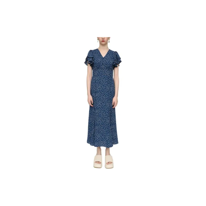 SLY Short Sleeved Dress Women's Mixed Marine Blue-1