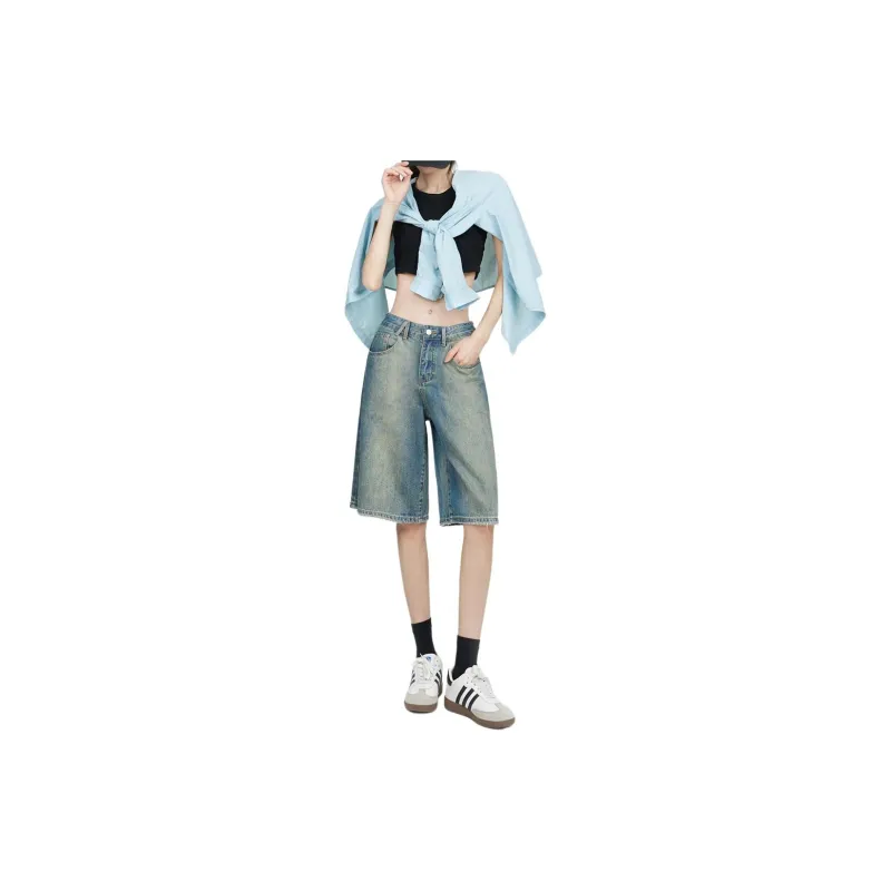 ZNZX Denim Shorts Women's Nostalgic Blue-1