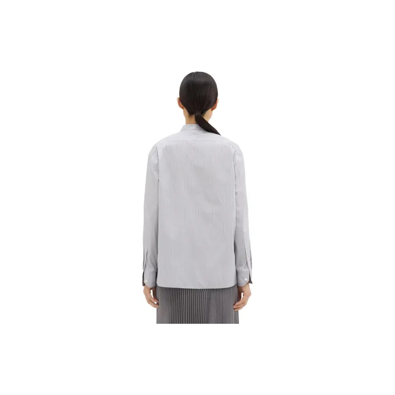 THEORY Pinstripe-pattern Band-collar Shirt-1