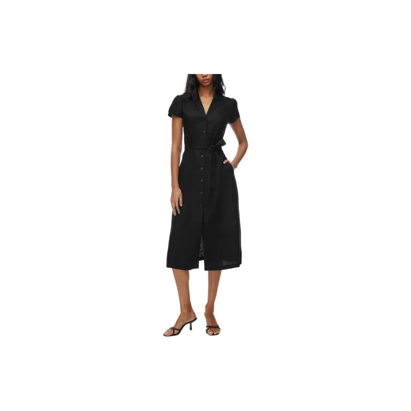 ARITZIA Wilfred Shirt Linen Dress Short-Sleeved Dresses Women's Black-2