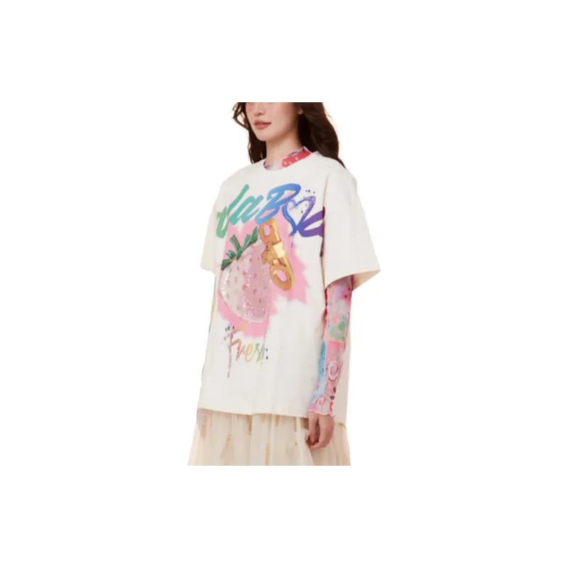 LALABOBO Drop Shoulder Sleeve T Shirt Women's-2