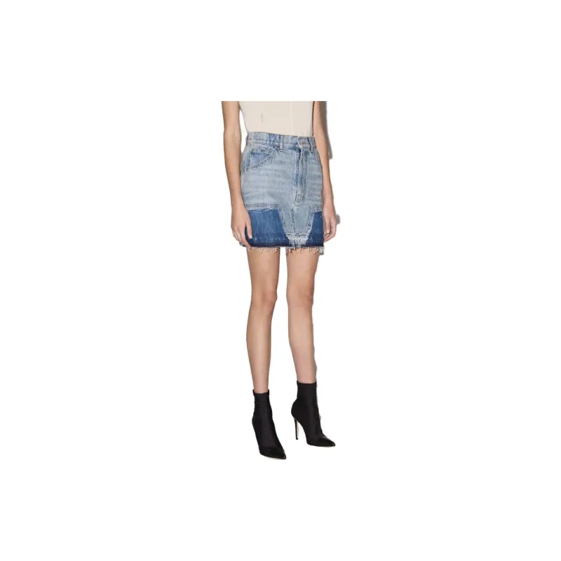 AMIRI Denim Short Skirts Women's Blue-2