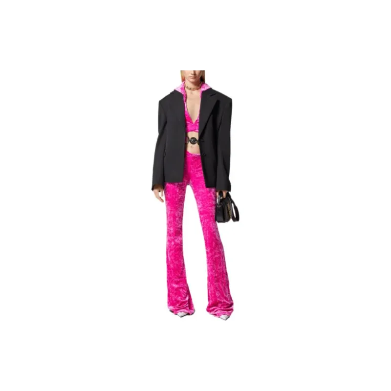 VERSACE Medusa Plaque Crossover Velvet Top-1