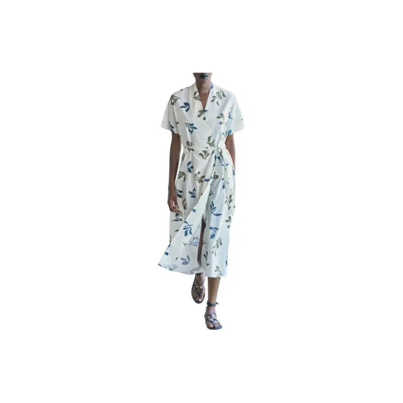 ZARA Short Sleeved Dress Women's White-2