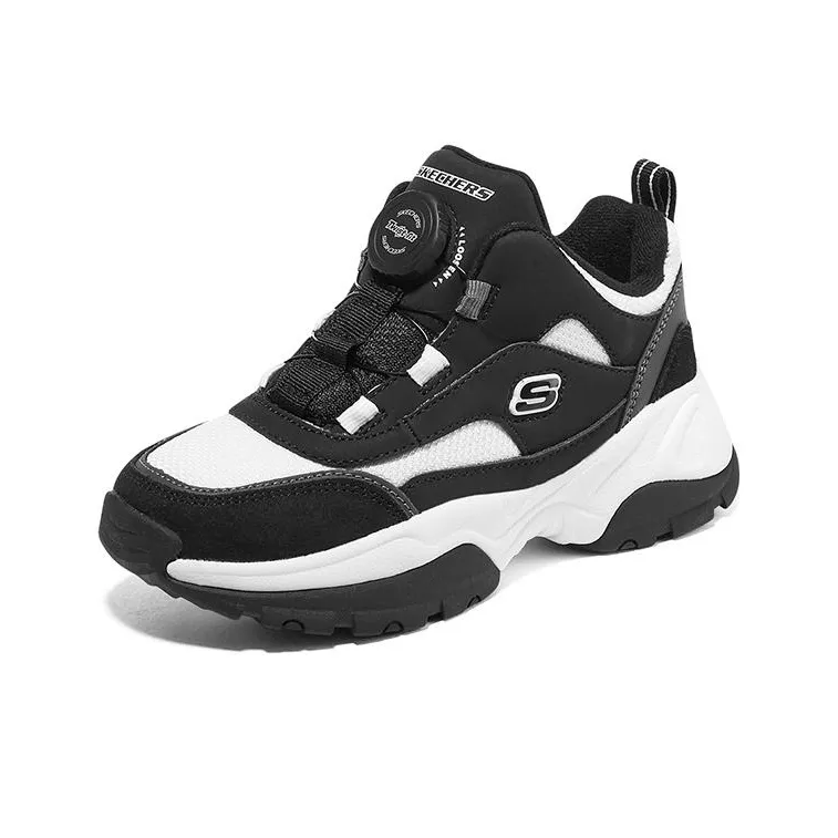 Skechers Sport Wear resistant And Lightweight Kids Lifestyle Shoes Black White Teenagers-2