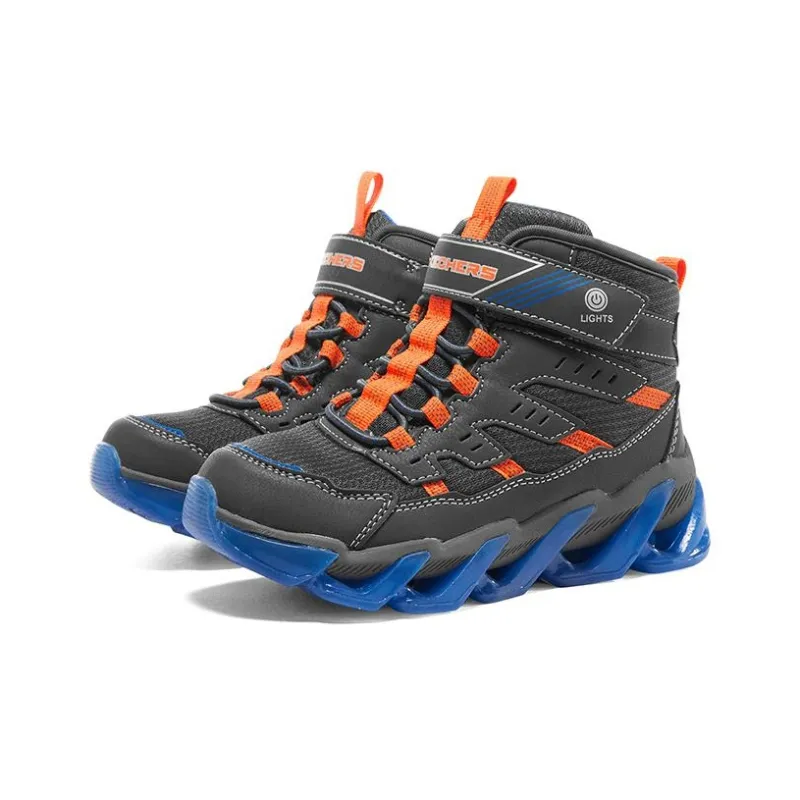 Skechers Mega Surge Abrasion Resistant High Top Kids Lifestyle Shoes Black Blue Orange Teenagers-2