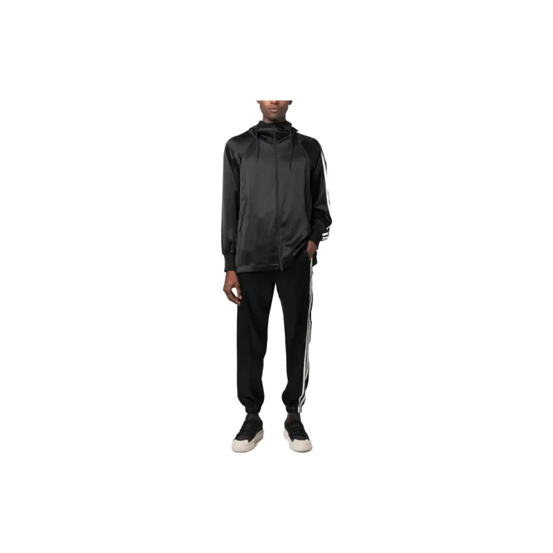 Adidas Women's Y 3 Tech Silk 3 Stripes Cuffed Tracksuit Bottoms Black-1