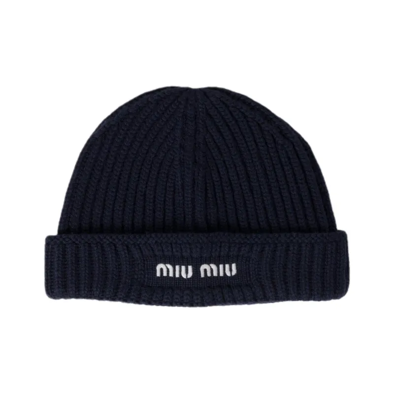 MIU MIU Fabric Beanies Unisex Blue-0