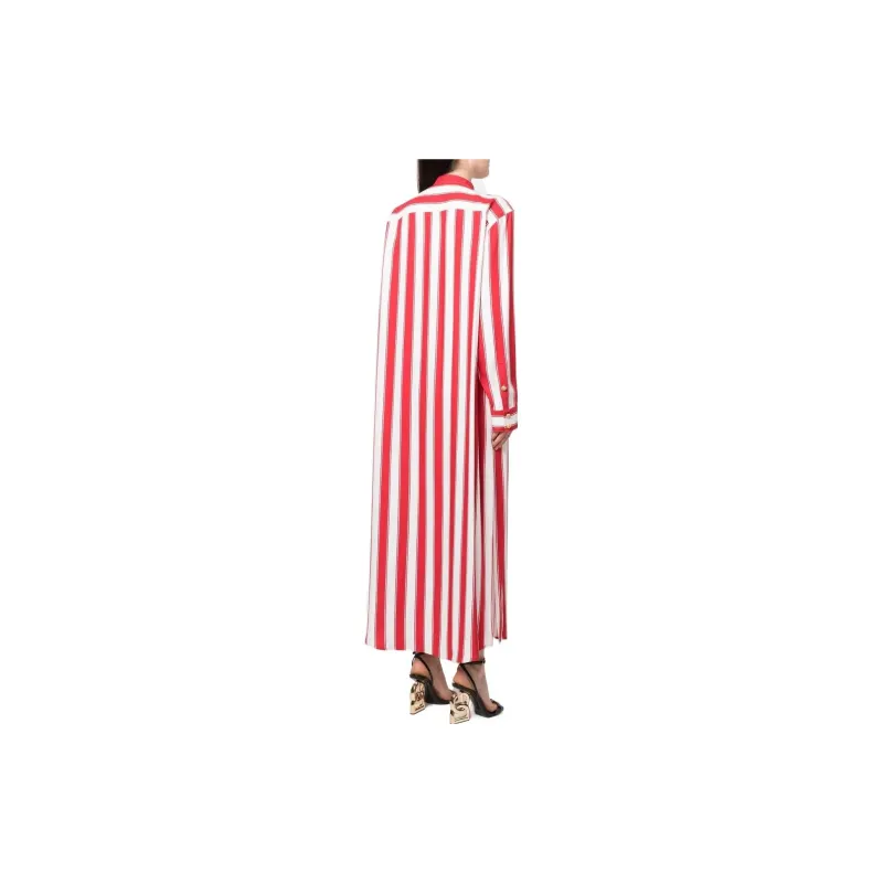 BALMAIN Band collar Striped Shirt Dress-2