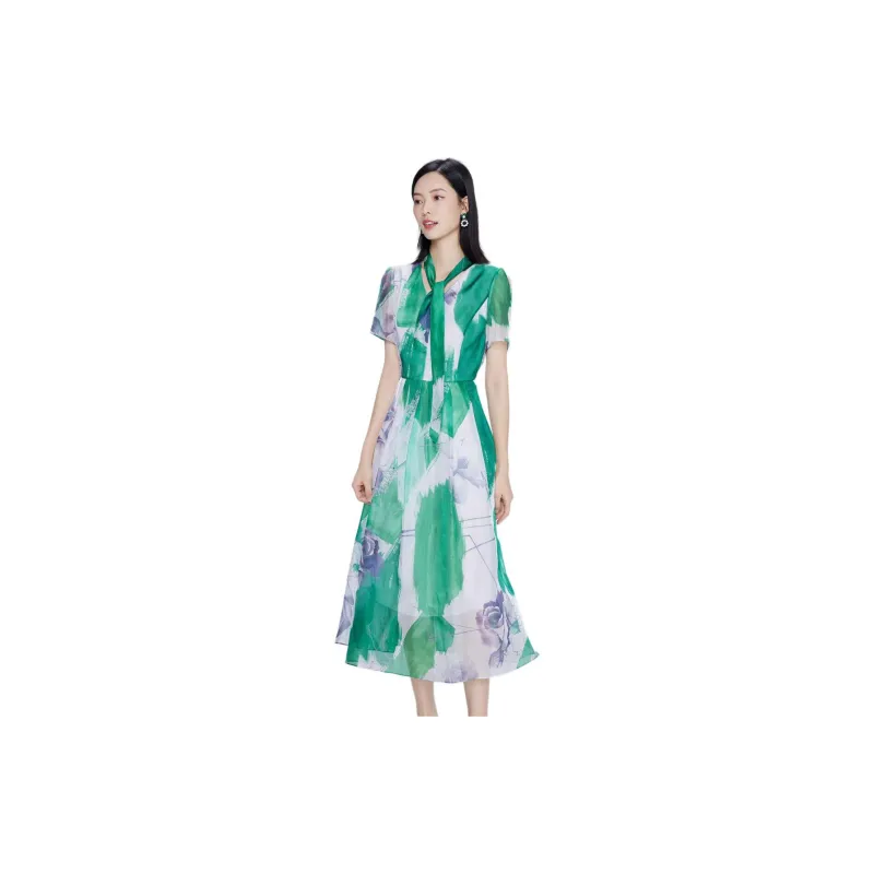 BBLLUUEE Short Sleeved Dress Women's Forest Green-3