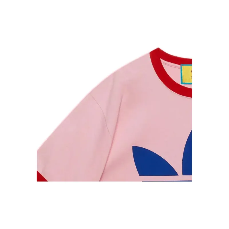 GUCCI X Adidas Cotton Jersey T Shirt Pink/Red-5