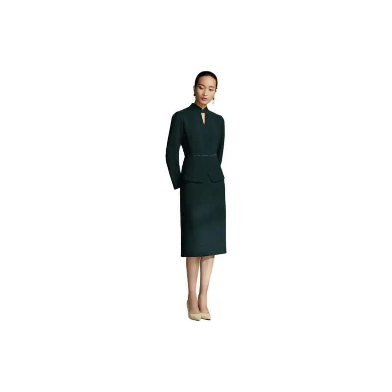BBLLUUEE Long Sleeved Dress Women's Turquoise-3