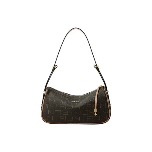 FION Coated Canvas Pillow Bag Portable Crossbody Bag Shoulder Bag Women's Coffee