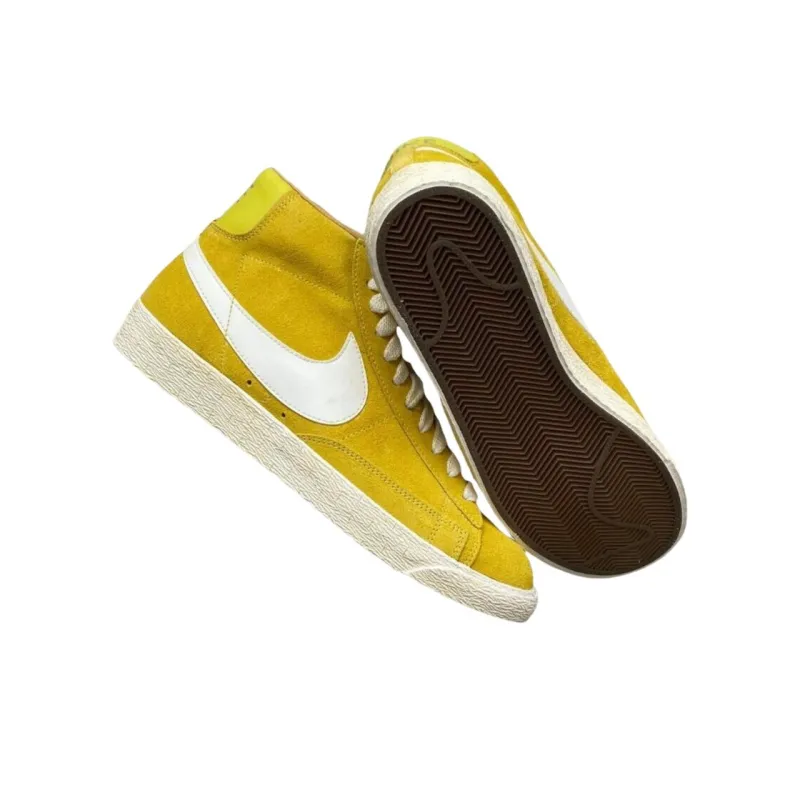Nike Blazer High Anti-Slip Wear-Resistant High-Top Skateboard Shoes Unisex Yellow-2